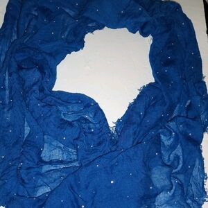 Echo Deep Blue Scarf with Subtle Beaded Sparkles